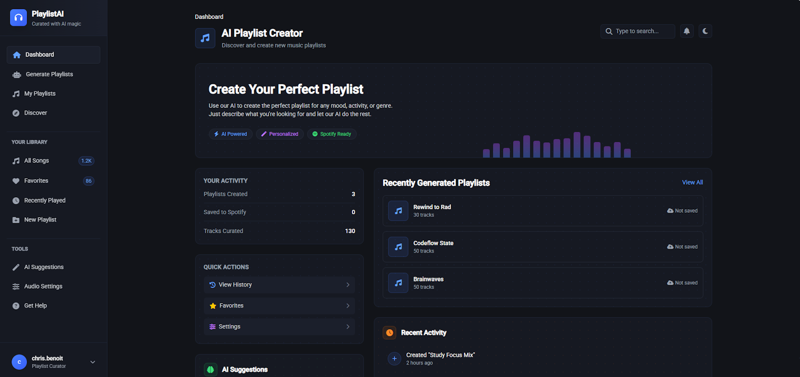 AI Playlist Generator Interface